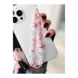 MİRAZ TASARIM PEMBE İNCİ VE KRİSTAL TAŞLI TELEFON CHARMI TELEFON İPİ ÇANTA CHARMI