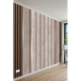 MİRAZAWALL Kavisli Dikey Panel ve Modern Ahşap Çıta Desenli Tek Parça Tekstil Duvar Kağıdı