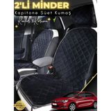 Mircem Citroen C4 Uyumlu 2'Li Süet Oto Koltuk Minderi | Terletmez | Universal | Oto Aksesuar | A2 Siyah