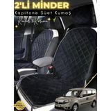 Mircem Fiat Doblo Uyumlu 2'Li Süet Oto Koltuk Minderi | Terletmez | Universal | Oto Koltuk Kılıfı | A10 Siyah