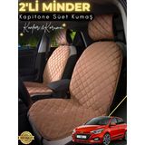Mircem Hyundai İ20 Uyumlu 2'Li Süet Oto Koltuk Minderi | Terletmez | Kolay Montaj | Oto Aksesuar | A5 Kahverengi