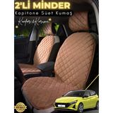Mircem Hyundai İ20 Uyumlu 2'Li Süet Oto Koltuk Minderi | Terletmez | Kolay Montaj | Oto Aksesuar | A9 Kahverengi