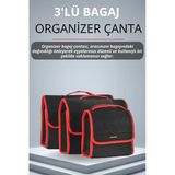 Mircem Oto Bagaj Çantası 3'Lü (S,M,L) Cırtlı Keçe Kumaş - Geniş Hacimli,Dayanıklı,Araç İçi Düzenleyici | A3