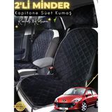 Mircem Peugeot 307 Uyumlu 2'Li Süet Oto Koltuk Minderi | Terletmez | Universal | Oto Aksesuar | A2 Siyah