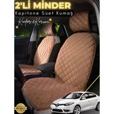 Mircem Renault Fluence Uyumlu 2'Li Süet Oto Koltuk Minderi | Terletmez | Universal | Oto Aksesuar | A1 Kahverengi
