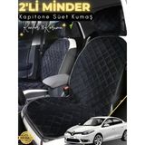 Mircem Renault Fluence Uyumlu 2'Li Süet Oto Koltuk Minderi | Terletmez | Universal | Oto Aksesuar | A2 Siyah