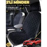 Mircem Renault Kadjar Uyumlu 2'Li Süet Oto Koltuk Minderi | Terletmez | Kolay Montaj | Oto Aksesuar | A2 Siyah