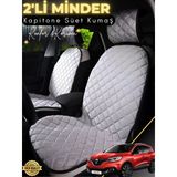 Mircem Renault Kadjar Uyumlu 2'Li Süet Oto Koltuk Minderi | Terletmez | Kolay Montaj | Oto Aksesuar | A3 Gri