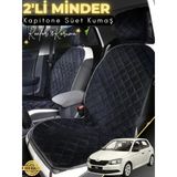 Mircem Skoda Fabia 3 Uyumlu 2'Li Süet Oto Koltuk Minderi | Terletmez | Universal | Oto Aksesuar | A2 Siyah