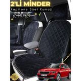 Mircem Skoda Kamiq Uyumlu 2'Li Süet Oto Koltuk Minderi | Terletmez | Universal | Su Geçirmez | A2 Siyah