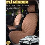 Mircem Skoda Octavia 3 Uyumlu 2'Li Süet Oto Koltuk Minderi | Terletmez | Universal | Oto Aksesuar | A1 Kahverengi