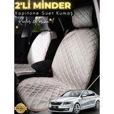 Mircem Skoda Octavia 3 Uyumlu 2'Li Süet Oto Koltuk Minderi | Terletmez | Universal | Oto Aksesuar | A4 Bej