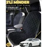 Mircem Skoda Super B B8 Uyumlu 2'Li Süet Oto Koltuk Minderi | Terletmez | Kolay Montaj | Oto Aksesuar | A2 Siyah