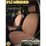 Mircem Skoda Super B B9 Uyumlu 2'Li Süet Oto Koltuk Minderi | Terletmez | Kolay Montaj | Oto Aksesuar | A1 Kahverengi