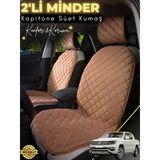 Mircem Volkswagen Amarok Uyumlu 2'Li Süet Oto Koltuk Minderi | Terletmez | Kolay Montaj | Oto Aksesuar | A5 Kahverengi