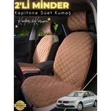 Mircem Volkswagen Jetta Uyumlu 2'Li Süet Oto Koltuk Minderi | Terletmez | Universal | Oto Aksesuar | A1 Kahverengi