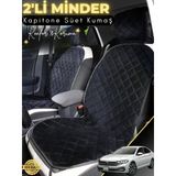 Mircem Volkswagen Jetta Uyumlu 2'Li Süet Oto Koltuk Minderi | Terletmez | Universal | Oto Aksesuar | A10 Siyah