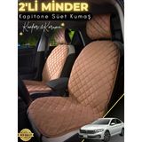 Mircem Volkswagen Jetta Uyumlu 2'Li Süet Oto Koltuk Minderi | Terletmez | Universal | Oto Aksesuar | A9 Kahverengi