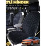Mircem Volkswagen Polo Uyumlu 2'Li Süet Oto Koltuk Minderi | Terletmez | Universal | Oto Aksesuar | A10 Siyah