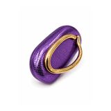 Mirel çanta OVAL FORMLU GOLD AKSESUARLI CLUTCH DESENLİ MOR ÇANTA