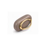 Mirel çanta OVAL FORMLU GOLD AKSESUARLI CLUTCH MAT ÇANTA AÇIK VİZON