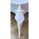 Mirella Elyaf astarlı sedefli düz gri gümüş çizgili kendinden desenli Gri Dikdörtgen Pvc Muşamba Masa Örtüsü - 100 x 140 cm