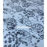Mirella Kalın Astarlı Kaymaz Gri Cipso Çiçekli Pvc Muşamba Masa Örtüsü - Siyah - 140 x 300 cm