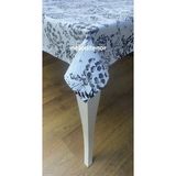 Mirella Kalın Astarlı Kaymaz Gri Cipso Çiçekli Pvc Muşamba Masa Örtüsü - Siyah - 140 x 400 cm