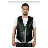 MİRENA LEATHER Erkek Hakiki Deri Yelek Nakış Detaylı