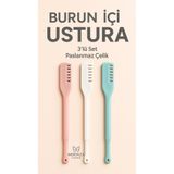 mirenza cosmetic Burun İçi Ustura 3'lü Set - Paslanmaz Çelik Tüy Alma Usturası - Kaş ve Burun Kılı Temizleyici