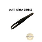mirenza cosmetic Düz Uçlu Mat Siyah Cımbız – Paslanmaz Çelik Kaş Alma ve Tüy Temizleme Cımbızı