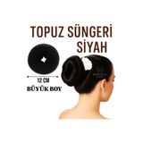 mirenza cosmetic Topuz Süngeri Siyah 12 Cm Büyük Boy Topuz Donut Toka