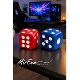 Mireva Beton Zar Seti 9x9 cm – Kırmızı & Mavi Dekoratif Masa Objesi – Modern Salon Ofis Raf Dekoru