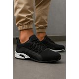 Mireva Rahat Kalıp Termo Taban Bağcıklı Unisex Sneaker Spor Ayakkabı - Siyah-Beyaz - Siyah - Beyaz