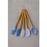 Mirilliahome 5'li Mini Silikon Uçlu Bambu Saplı Mutfak Spatula Seti – Karıştırıcı Fırça Hamur Kaşık Seti
