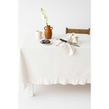 Mirilliahome Beyaz Fırfırlı Masa Örtüsü Pamuk Keten Mutfak Salon Balkon İçin Çok Ölçülü