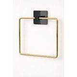 Mirilliahome Gold Kare Yapışkanlı Yuvarlak Havluluk | Mutfak ve Banyo Havlu Askılığı | Çap 17 cm