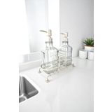 Mirilliahome Metal Standlı Sabunluk Seti, Ikili Sabunluk Set, Standlı Sıvı Sabunluk - Cam