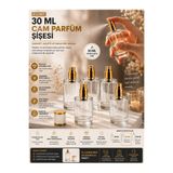 Mirkimya 30 ML Cam Parfüm Şişesi 5’li Set – Gold Sprey Başlıklı Boş Parfüm Şişesi – Kalın Cam Kozmetik Dolum Şişesi
