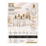Mirkimya 5’li 50 ML Cam Parfüm Şişesi - Gold Sprey Başlıklı, Beyaz Kapaklı, Yeniden Doldurulabilir Boş Şişe Seti