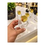 Mirkimya 5’li 50 ml Kare Cam Parfüm Şişesi Altın Kapaklı Kolay Kapatmalı Spreyli Boş Şişe Seti