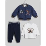 Mirkon Baby Basket Sport Nakışlı Erkek Takım 6 Ay,12 Ay,18 Ay,2y Erkek Bebek Takım 3'lü Baskılı Mont+Basklı Uzun Kollu Body+ Pijama Yenidoğan Bebek Takım - 18 - 24 Ay - Lacivert