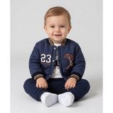 Mirkon Baby Basket Sport Nakışlı Erkek Takım 6 Ay,12 Ay,18 Ay,2y Erkek Bebek Takım 3'lü Baskılı Mont+Basklı Uzun Kollu Body+ Pijama Yenidoğan Bebek Takım - 9 -12 Ay - Lacivert