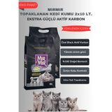 MIRMIR Aktif Karbonlu Topaklanan Kedi Kumu 2x 10 Lt, Yüksek Emici, Tozsuz, Koku Hapseden Doğal Kedi Kumu