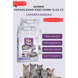MIRMIR Lavanta Kokulu Topaklanan Kedi Kumu 2 x 10 Lt, Yüksek Emici, Tozsuz, Koku Hapseden Doğal Kedi Kumu