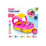 Miro Toys Çocuk Bebek Gölgelikli Yüzme Simidi Araba Tasarımlı Direksiyonlu Oturaklı Havuz Deniz Simidi 6-24 Ay