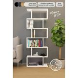 Mirobi 6 Raflı Kitaplık Dekoratif Raf Zigzag Kitaplık Beyaz