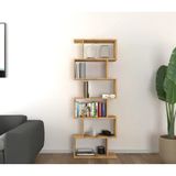 Mirobi 6 Raflı Kitaplık, Dekoratif Raf Zigzag Kitaplık, Labirent Dekor, Çam