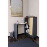 Mirobi Drithe Modern Dolaplı Kitaplıklı Çalışma Masası Antrasit-Çam