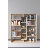 Mirobi Kiola 14 Bölmeli Dekoratif Açık Tasarım Kitaplık Modern Kitaplık Çam